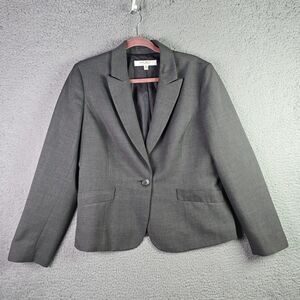 Nine West Gray Blazer Jacket 14 Double Vent Classic Career Wear Tailored Lined